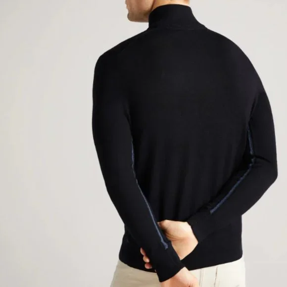 Ted Baker Tooting Merino Wool Half Zip Sweater in Navy Sz M NWT - Picture 7 of 12